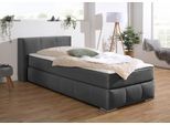 Boxspringbett HOME AFFAIRE "Chelles", grau (schiefer), B:107cm L:225cm, Samtoptik (100% Polyester);Bezug der Spiegelfläche Matratzendrell aus 100% Polyester;Struktur fein 100% Polyester), Komplettbetten, Boxspringbett, inkl. Kaltschaumtopper, in 5 Breiten und 3 Matratzenarten