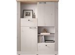 Highboard OTTO HOME "Country Höhe 160 cm u. Breite 118 cm, Kommode 2 Türen, 2 Schubkästen", beige (eiche meringa nb, eiche cadiz nb), B:118cm H:160cm T:44cm, Sideboards, Highboard, Schrank im Landhausstil, viel Stauraum, mit Metallgriffe, MDF-Rahmen