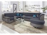 Wohnlandschaft TRENDMANUFAKTUR "Rondo 3, zeitlos und modern, im Materialmix, U-Form", grau (grau, dunkelgrau), B:320cm H:85cm T:94cm, Kunstleder SOFTLUX / Struktur (77% Polyester; 23% Polyacryl);Luxus-Microfaser ALCAZAR (100% Polyester) / Feinstruktur (100% Polyester), Sofas, Wohnlandschaft, wahlweise für mehr Komfort mit Federkern, wahlweise mit Bettfunktion