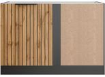 Eckunterschrank KOCHSTATION "KS-Lagos", grau (listrado eiche, grafitgrau), B:120cm H:82cm T:60cm, Holzwerkstoff, Schränke, Eckunterschrank, Breite 120 cm, 1 Tür
