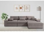 Ecksofa OTTO HOME "Enid L-Form", grau (taupe), B:360cm H:75cm, Baumwollmix (60% Baumwolle/40% Leinen);Struktur fein (100% Polyester);Samtoptik (100% Polyester);Samtvelours (100% Polyester);Struktur (100% Polyester);Struktur recycelt (100% recyceltes Polyester), Sofas, Ecksofa, 3 Teile, bestehend aus Modulen, in vielen Bezügen, auch in Breitcord