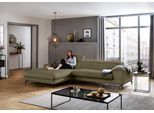 Ecksofa W.SCHILLIG "piedroo, Designsofa mit tollem Sitzkomfort, L-Form", grün (camouflage z69), B:303cm H:70cm T:193cm, Longlife Xtra-Leder Z69: Das feinnarbige, gedeckte Softleder Z69 besticht durch seine außergewöhnliche Weichheit im trendigen »Vintage-Look«, Hautstärke 0, 9 - 1, 1 mm, Sofas, Ecksofa, Kopfteilverstellung, wahlweise mit Sitztiefenverstellung, Breite 303cm