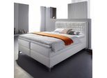 Boxspringbett HOME AFFAIRE "Coos", schwarz-weiß (weiß, schwarz), B:169cm L:212cm, Bezug Topper 100% Polyester;Kunstleder, Komplettbetten, Boxspringbett, mit besonderer Steppung im Kopfteil, 3 Matratzenarten, 2 Härtegrade