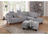 Ecksofa HOME AFFAIRE "Trondheim L-Form", grau, B:260cm H:89cm T:214cm, Struktur fein (100% Polyester);Flachgewebe (100% Polyester);Luxus-Microfaser (90% Polyester, 10% Polyamid), Sofas, Ecksofa, mit Federkern und Knopfheftung im Rücken, Füße Buche dunkel