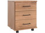 Rollcontainer WIMEX "Home Desk", braun (plankeneiche nachbildung), B:46cm H:58cm T:40cm, Holzwerkstoff, Rollwagen, Rollcontainer, mit 3 Schubladen, 46cm breit, 58cm hoch