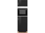 Backofenumbauschrank KOCHSTATION "KS-Tinnum", schwarz, B:60cm H:200cm T:60cm, Holzwerkstoff, Schränke, Backofenumbauschrank, 60 cm breit, 200 cm hoch, Metallgriffe, MDF Fronten, für Backofen