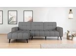 Ecksofa HOME AFFAIRE "SERINE mit Recamiere rechts/links bestellbar, Maße B/H/T 253/91/161 cm", grau (dunkelgrau), B:253cm H:91cm T:161cm, 100% Polyester, Sofas, Ecksofa, L-Form mit Wellenunterfederung, 3 Rückenkissen, ohne Bettfunktion