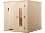 Sauna WEKA "Halmstad", beige (natur), Bio-Ofen, externe Steuerung, 7,5 kW, Saunen, Sauna, 7,5 kW Bio-Ofen mit digitaler Steuerung