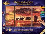 Malen nach Zahlen SCHIPPER "Meisterklasse Triptychon - Elefanten Karawane", bunt, Malvorlagen, KinderB:20cm H:50cm, Karton, Malen nach Zahlen, Made in Germany, B:20cm H:50cm