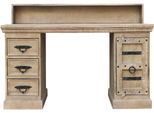 Schreibtisch SIT "Daipur", beige (natur, natur, natur), B:132cm H:90cm T:65cm, Tische, Schreibtisch, mit Beschlägen und Schnitzereien