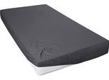 Spannbettlaken PRIMERA "Mako-Feinjersey Spannbetttuch", grau (anthrazit), L:200cm, Mako-Jersey, Obermaterial: 100% Baumwolle, Bettlaken, Spannbettlaken, Geeignet für Standardmatratzen bis 22 cm, 100% Baumwolle