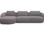 Wohnlandschaft FLEXLUX "Torino, rund, L-Form, Sofa-Ecke mit Recamiere, Longchair-Sofa", braun (latte), B:307cm H:85cm T:146cm, 100% Polyester, Sofas, Wohnlandschaft, Modernes, organisches Sofa-Design, Kaltschaum, Wellenunterfederung