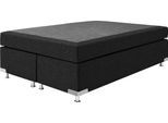 Boxspringbett "Holland", grau (charcoal), B:142cm L:201cm, Strukturstoff (77% Polyester und 23% Viskose), WESTFALIA SCHLAFKOMFORT, Komplettbetten, Boxspringbett, ohne Kopfteil, frei im Raum stellbar