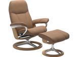 Relaxsessel STRESSLESS "Consul", braun (latte batick), B:91cm H:102cm T:79cm, Leder BATICK: BATICK ist ein leicht korrigiertes, durchgefärbtes und genarbtes Möbelleder, bei dem die meisten Unebenheiten und Spuren in der Regel entfernt wurden.;Leder PALOMA: PALOMA ist ein durchgefärbtes Semianilin-Möbelleder mit natürlicher Narbung.;ROHLEDER Stoff Q2 FARON: Ein fester zuverlässiger Bouclé mit einem