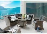 Garten-Essgruppe DESTINY "PALMA LUNA", grau (vintagegrau, anthrazit), Obermaterial: 100% Polyester. Füllung: 100% Polyurethan, Sitzmöbel-Sets, Garten-Essgruppe, Aluminium, Polyrattan