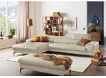 Ecksofa W.SCHILLIG "piedroo, Designsofa mit tollem Sitzkomfort, bequem und elegant, L-Form", grau (eisgrau z59), B:343cm H:70cm T:193cm, Longlife Xtra-Leder Z59: Glattleder mit modischer Prägung. Hautstärke 0, 9 - 1, 1 mm, Sofas, Ecksofa, Kopfteilverstellung, wahlweise mit Sitztiefenverstellung, Breite 343cm