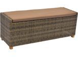 Gartenbank MERXX "Toskana", beige (natur), B:136cm H:42cm T:47cm, Aluminium, FSC-zertifiziertes Massivholz, Kunststoff, Sitzbänke, Gartenbank, 3-sitzig inkl. Sitzkissen, ohne Rückenlehne, BxTxH: 136x47x42 cm