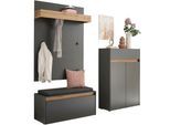 Garderoben-Set HOME AFFAIRE "City/Giron, moderne Garderobe, viel Stauraum, ca. 24 Schuhe", grau (anthrazit), B:185cm H:200cm T:35cm, Holzwerkstoff, Kastenmöbel-Sets, Garderoben-Set, enthält Schuhschrank, Garderobenpaneel & Garderobenbank mit Sitzkissen