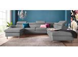 Wohnlandschaft EXXPO - SOFA FASHION "Maretto, bequem und komfortabel, viel Platz, Breite 330cm, U-Form", grau, B:330cm H:96cm T:230cm, Luxus-Microfaser Vintageoptik (100% Polyester);Webstoff, Sofas, Wohnlandschaft, inkl. Kopfteilverstellung für mehr Sitzkomfort, wahlweise Bettfunktion