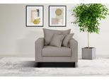 Sessel HOME AFFAIRE "VEYRAS Loungesessel, Maße B/T/H: 95/84/76 cm", grau (taupe), B:95cm H:76cm T:84cm, 100% Polyester, Sessel, Sessel, mit Wellenunterfederung, incl. Kissen