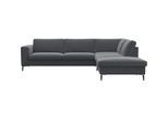 Ecksofa FLEXLUX "Fiore, super Sitzkomfort durch Kaltschaum im Sitz, L-Form", grau (soft grau), B:273cm H:85cm T:225cm, 100% Polyester, Sofas, Ecksofa, breite Armlehnen, Füße Alu+schwarz