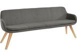 Essbank MUSTERRING "Tavia", grau (grau, eiche bianco), B:220cm H:87cm T:66cm, 100% PES, Sitzbänke, Essbank, Stativgestell aus Eiche bianco massiv, Breite 180, 200 oder 220 cm