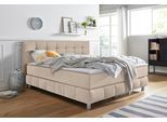 Boxspringbett HOME AFFAIRE "Salo", beige, B:214cm L:211cm, Struktur (100% Polyester);Bezug der Spiegelfläche Matratzendrell aus 100% Polyester;Samtoptik (100% Polyester), Komplettbetten, Boxspringbett, incl. Topper, 6 Breiten, 2 Härtegrade, TFK auch in Härtegrad 4