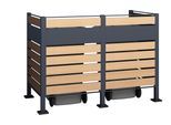 Mülltonnenbox WESTMANN "Planum", grau (anthrazit, holzoptik), B:90cm H:120cm T:170cm, Stahl, Aufbewahrungsboxen, Mülltonnenbox, für 2 Mülltonnen je 240 L