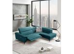 Ecksofa EGOITALIANO "Martine, Multifunktionssofa mit Komfortfunktionen, edel und bequem", blau (teal), B:272cm H:96cm T:203cm, Sofas, Ecksofa, mit Ottomane, elektrischer Relaxfunktion und Kopfteilverstellung