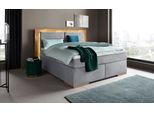 Boxspringbett HOME AFFAIRE "Cup", grau (light grau), B:230cm L:206cm, Bezug: Luxus-Microfaser (100% Polyester);Bezug: Microfaser (100% Polyester), Komplettbetten, Boxspringbett, mit LED-Beleuchtung, Massivholzrahmen und Topper, in 2 Härtegraden