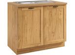 Spülenschrank HOME AFFAIRE "Teramo", natur, B:100cm H:85cm T:60cm, Massivholz, Schränke, Spülenschrank, Breite 100 cm, inkl. Einbauspülbecken