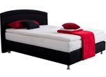 Boxspringbett, schwarz, B:134cm L:210cm, Bezug Unterbox und Kopfteil: Mikrovelours, strapazierfähig und pflegeleicht (100% Polyester);Bezug Obermatratze: 100% Polyester, waschbar bis 60C;Bezug Topper: 100% Polyester, waschbar bis 60C, WESTFALIA SCHLAFKOMFORT, Komplettbetten, Boxspringbett, mit Topper