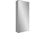 Schuhschrank HBZ "Lincoln mit Spiegel, BxHxT 80x190x35 cm", weiß (weiß, weiß glanz), B:80cm H:190cm T:35cm, Holzwerkstoff, Schränke, Schuhschrank, Schuhschrank mit 2 Spiegeltüren, 9 Einlegeböden, 2 feste Böden