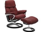 Relaxsessel STRESSLESS "Ruby", rot (cherry paloma), B:78cm H:100cm T:76cm, Leder PALOMA: durchgefärbtes Semianilin-Möbelleder;Leder BATICK: durchgefärbtes und genarbtes Möbelleder, Sessel, Relaxsessel, mit Signature Base, Größe M, Gestell Eiche, Wenge, Braun & Schwarz