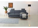 Ecksofa HOME AFFAIRE "Westerland L-Form", blau (blau, grau), B:252cm H:90cm T:162cm, 100% Polyester, Sofas, Ecksofa, Federkern-Polsterung, wahlweise mit Bettfunktion, Bettkasten