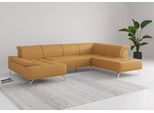 Wohnlandschaft HOME AFFAIRE "Caluna", gelb (curry), B:334cm H:81cm T:235cm, Sofas, Wohnlandschaft, Inkl.Sitztiefenverstellung, wahlweise mit Kopf- und Armteilverstellung