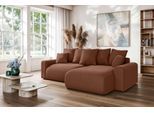 Ecksofa HOME AFFAIRE "LAKESIDE klein mit Bettfunktion und Bettkasten, B/T/H 235/142/84 cm", rot (ziegelrot), B:235cm H:84cm T:142cm, 100% Polyester, Sofas, Ecksofa, L-Form, Recamiere beidseitig montierbar, mit Wellenunterfederung