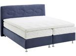 Boxspringbett, blau (navy), B:195cm L:210cm, Bezug: Microvelours 100% Polyester, WESTFALIA SCHLAFKOMFORT, Komplettbetten, Boxspringbett, wahlweise mit Topper