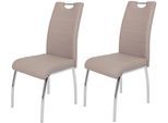 Stuhl HELA "Susi", braun (cappuccino, silberfarben), B:44cm H:98cm T:61cm, 97% Polyurethan 3% Baumwolle, Stühle, Stuhl, 2 oder 4 Stück, mit Griff