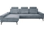 Ecksofa "SO 3600, inkl motor. Sitztiefenverstellung, Kopfstützen, Nierenkissen", blau (kama blau), B:293cm H:85cm T:180cm, 100% Polyester, SET ONE BY MUSTERRING, Sofas, Ecksofa, Sitzhöhe 44 cm, Kaltschaum, Breite 293 x Tiefe 180 cm, Kama blue
