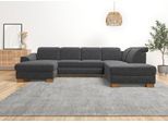 Wohnlandschaft HOME AFFAIRE "Dundee U-Form", grau (anthrazit), B:338cm H:86cm T:219cm, Flachgewebe (100% Polyester), Sofas, Wohnlandschaft, wahlweise mit Kopfteilverstellung und zusätzlich mit Bettfunktion