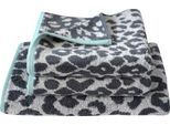 Handtuch Set DYCKHOFF "Cool Mint Leo", grün (graphit, mint), 3 Stk., Walkfrottier, Walkfrottier, Obermaterial: 100% Baumwolle, Handtuch-Sets, Handtuch Set, mit Leoparden-Muster, Duschtuch, Handtücher