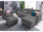 Ecksofa EXXPO - SOFA FASHION "Elio, kompakt, bequem & zeitloses Design, Breite 217cm, L-Form", grau (delphin), B:217cm H:84cm T:157cm, Luxus-Kunstleder;NaturLEDER (echtes Rindsleder) in Sitz und Rücken. Korpus in passendem Kunstleder SOFTLUX bezogen, Sofas, Ecksofa, wahlweise mit Bettfunktion