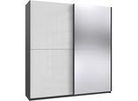 Kleiderschrank WIMEX "Mugano, B/T/H 135 oder 180/65/198cm, Made in Germany", schwarz-weiß (front hg lack weiß, spiegel, korpus grafit, griffe schwarz), B:180cm H:198cm T:65cm, Holzwerkstoff, Schränke, Kleiderschrank, 2 Schwebetüren mit oder ohne Spiegel, Metallgriffe