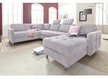 Wohnlandschaft SIT & MORE "Pablo U-Form", silber, B:292cm H:80cm T:87cm, Struktur (100% Polyester);Kunstleder SOFTLUX;Luxus-Microfaser ALTARA NUBUCK (100% Polyester), Sofas, Wohnlandschaft, wahlweise mit Bettfunktion und Bettkasten