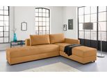 Ecksofa "LooksIII L-Form", gelb (senf), B:287cm T:229cm, Struktur (100% Polyester);Feinstruktur (100% Polyester), LOOKS BY WOLFGANG JOOP, Sofas, Ecksofa, durch Drehfunktion zum Bett wandelbar, inklusive Staufach