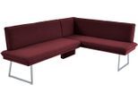 Eckbank K+W KOMFORT & WOHNEN, rot (bordeaux), H:86cm T:60cm, Sitzbänke, Eckbank, mit Sattlernaht und schmaler Kufe, langer Schenkel rechts oder links