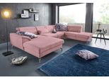 Wohnlandschaft SIT & MORE "Percy U-Form", rosa (altrosa), B:343cm T:235cm, Sofas, Wohnlandschaft, 15 cm Fußhöhe, Sitztiefenverstellung, wahlweise in 2 Fußfarben