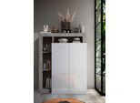 Schuhschrank HOME AFFAIRE "Hamburg, Breite 108 cm", weiß (weiß hochglanz, beton optik), B:108cm H:138cm T:35cm, Schränke, Schuhschrank, Höhe 138 cm