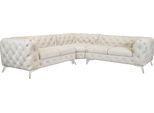 Chesterfield-Sofa HOME AFFAIRE "Ecksofa GLYNIS L-Form mit Wellenunterfederung, Maße B/T/H 264/264/75cm", beige, H:75cm T:264cm, Struktur (100% Polyester);Samtoptik (100% Polyester), Sofas, Chesterfield-Sofa, aufwändige Knopfheftung, moderne Chesterfield Optik, Fußfarbe wählbar